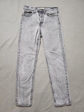 Levis Wedgie L Button Fly High Rise Premium Jeans Gray Black Wash Size 25